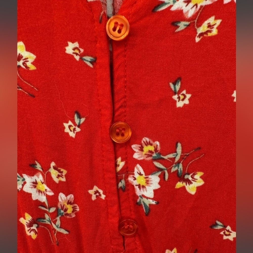 Anthropologie Sunday Mi Amor XS Red Floral V Neck long dress Extra small EUC - Picture 5 of 9